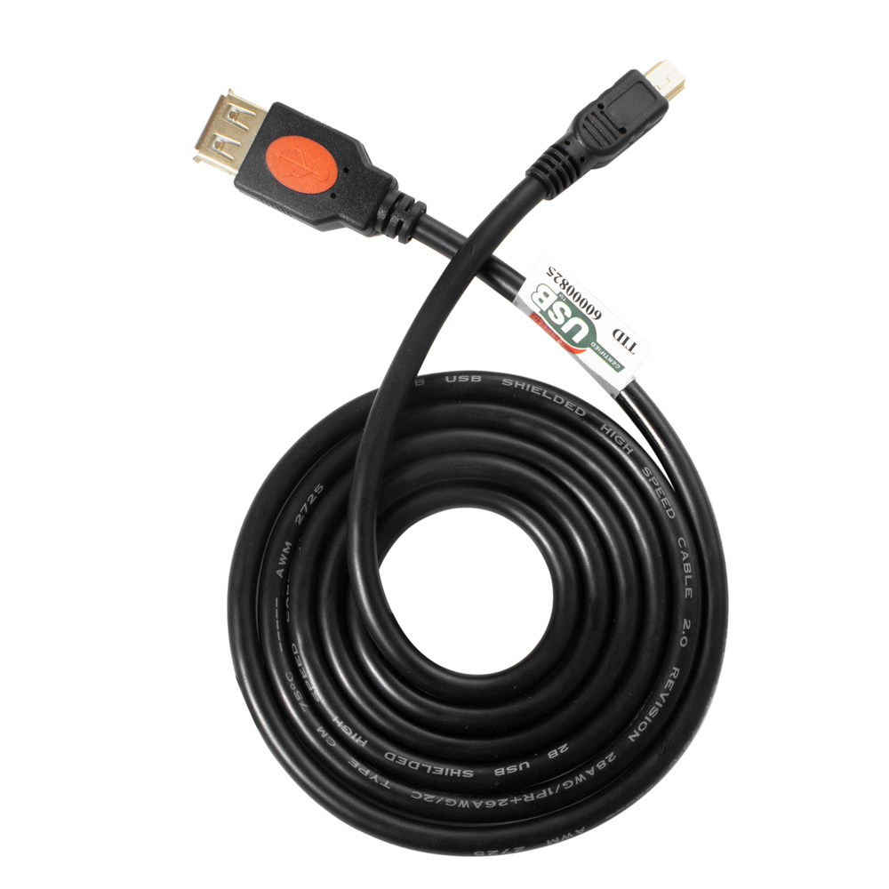 Cable (DC062) USB mini 5 pin Male To USB Type A Female – 1.2CM – Black