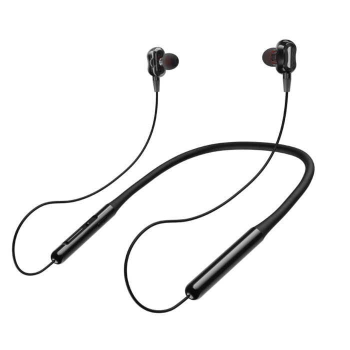 L’avvento (HP65B) Neckband Dual Drive Bluetooth Wireless Earphones Waterproof – Black